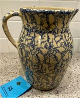 Vintage blue spongeware pitcher Rob&Son Ransbottom