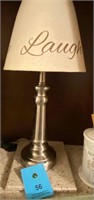 Table silver 18" lamp with Love Live Laugh shade