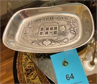 Bless This House Pewter tray 9 x 7"