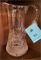 Vintage 10" clear glass pitcher with handle