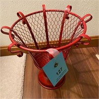 Red metal plant stand basket