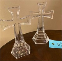 Pair of clear glass crosses, religious Christian