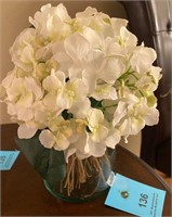 White flowers floral arrangement glass vase