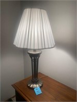 Table parlor metal lamp with white shade