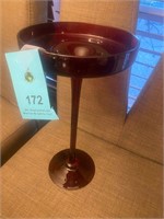13" tall ruby red glass compote