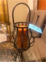Metal and glass candle holder