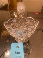 Glass basket with handle 7 1/2" tall