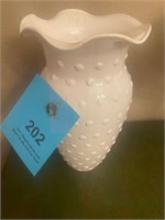 White glass FTD vase