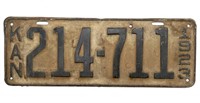 Antique 1923 Kansas License Plate