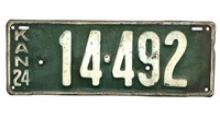 Antique 1924 Kansas License Plate