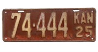 Antique 1925 Kansas License Plate