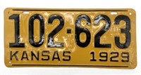 Antique 1929 Kansas License Plate