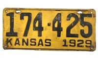 Antique 1929 Kansas License Plate