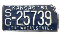 Antique 1951 Kansas License Plate