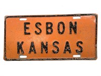 Vintage Esbon Kansas License Plate