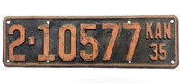 Antique 1935 Kansas License Plate