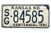 1960 Kansas License Plate