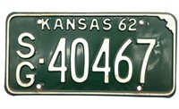 1962 Kansas License Plate