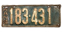 Antique 1924 Kansas License Plate