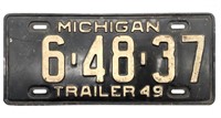 1949 Michigan Trailer License Plate
