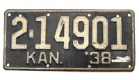 Antique 1938 Kansas License Plate