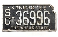 1955 Kansas License Plate