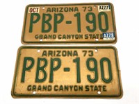 1973 Arizona License Plate Set