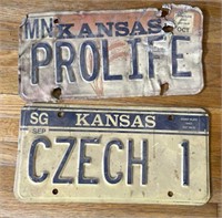 Kansas Vanity Plates : Czech 1 and Prolife
