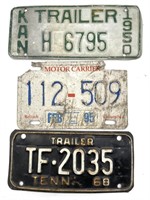 Kansas 1950 Trailer License Plate, Tennessee 1968