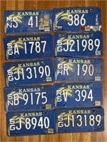 (10) 1980-81 Kansas License Plates