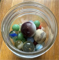 Glass Marbles In A Mason Jar