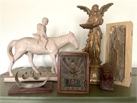 Kids on Horse Statue, Mailbox Coin Bank, Angel
