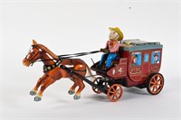 OVERLAND STAGE COACH TIN LITHO BATTERY OPERATED