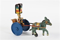 DONKEY CART WITH DRIVER TIN LITHO WIND-UP