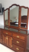 Large Wood Dresser w Mirror 75x72x21