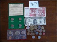 $5.00 Bill, 20th Century Nickel Set, 1991P Mint