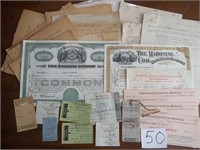 Railroad Documents, Stock, Tickets, Etc - Old