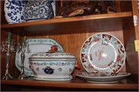 Large Tureen w/ underplate, Candlestands,