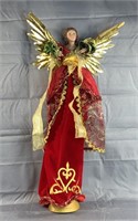 25" Christmas Angel Stand In Red Dress
