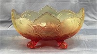 9" Amberina Glass Footed Compote