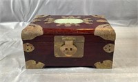 8x6x4" Wooden Jewlery Box W Jade Inlay