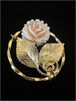 Karen Lynne 12K Gold Filled Flower Brooch Marked