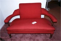 Lot #1005 - Red upholstered Victorian Settee
