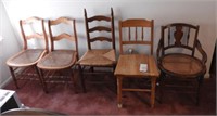 Lot #1007 - (3) antique cane bottom chairs, one