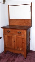 Lot #1015 - Antique Poplar single drawer over