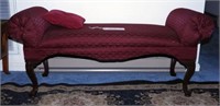 Lot #1033 - Maroon upholstered bedside bench