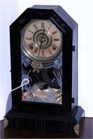 Lot #1048 - Antique Mantle clock with painted