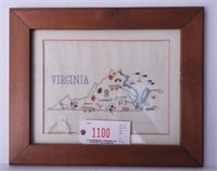 Lot #1100 - Framed Virginia needlepoint 17" x20"