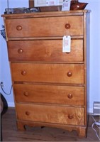 Lot #1105 - Maple five drawer chest with one