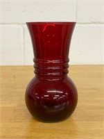 Vintage Anchor Hocking Ruby Red Glass Flower Vase